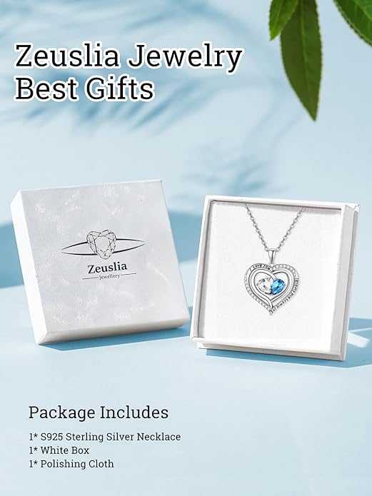Valentine's Day Gifts for Wife 925 Sterling Silver Double Birthstone Pendant Necklaces I Love You for Always and Forever Necklace Anniversary Birthday Gifts for Wife Girlfriend Mom Her