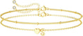 DEARMAY Dainty Initial Heart 14K Gold Plated Bracelets for Women Trendy, Letter Charm Bracelet Jewelry Cute Simple Fashion Chain Gift