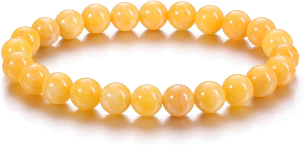 Jovivi Crystal Bracelets for Women Men - 8mm Handmade Natural Semi Precious Gemstone Beaded Bracelets, Round Stone Beads Stretch Bracelet, Healing Yoga Bracelets Jewelry Gifts
