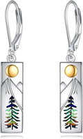 YFN Mountain Earrings 925 Sterling Silver Abalone Dangle Drop Mountain Jewelry Gift for Skiers, Hikers, Campers, Climbers and Nature Lovers