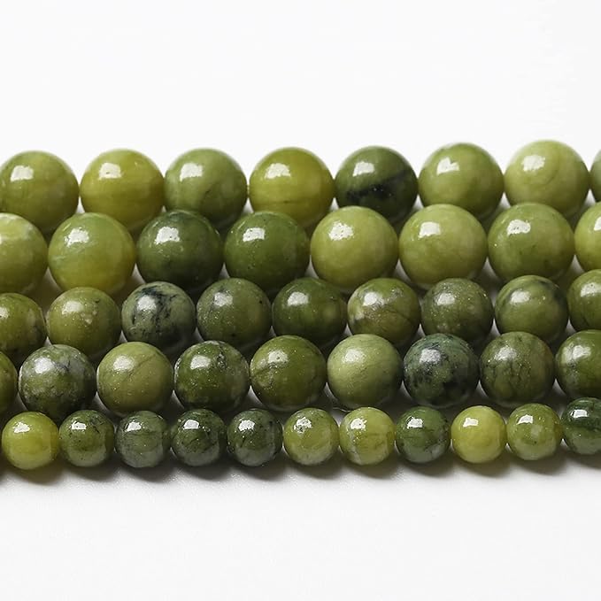 Natural Chinese Green Jade Beads Gemstone Round Loose Beads for Jewelry Making DIY Bracelet Necklace 6mm 60pcs 15" Inch