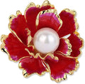Crystal Pearl Flower Brooches Pins Fashion Beautiful Created Rhinestone Floral Brooch Good Idea for Party Dance Wedding Banquet for Elegant Women Girl