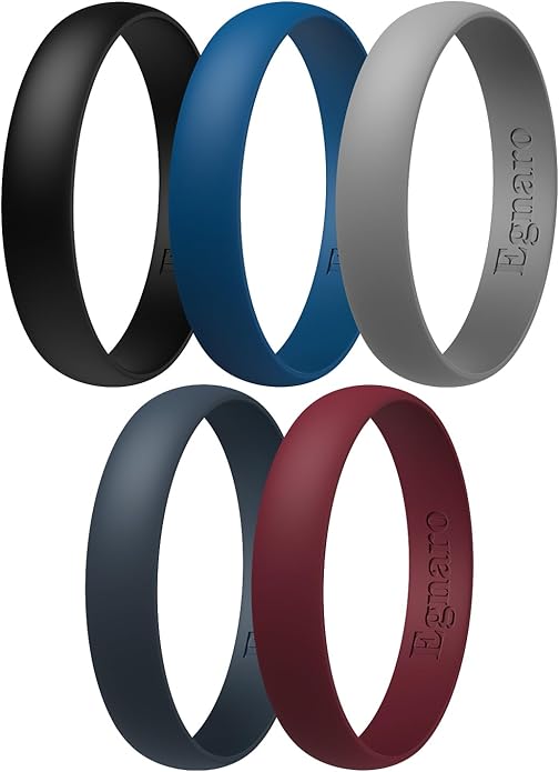 Egnaro Silicone Rings for Her, Rubber Wedding bands for Him, Breathable Engagement thin Unisex Design, Variety Multipack 1-7