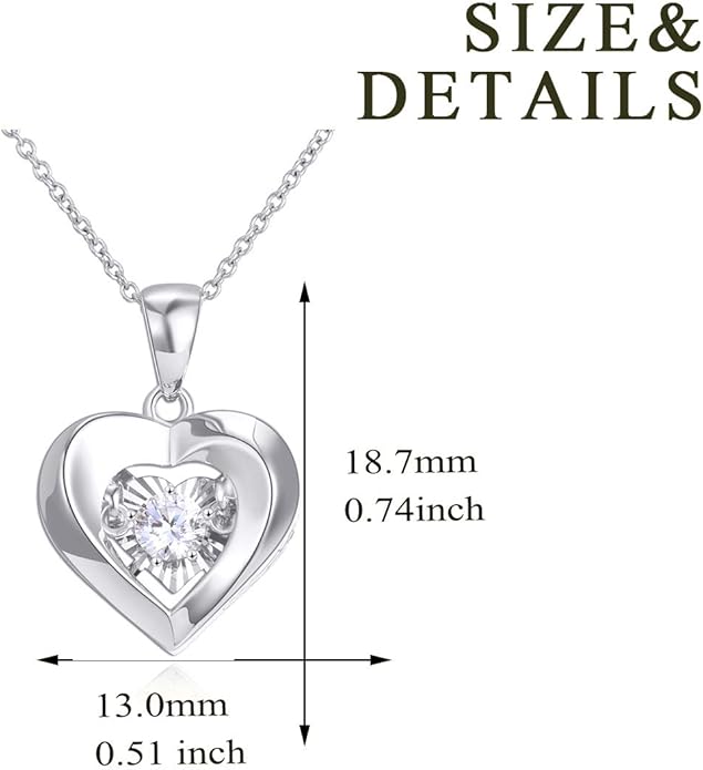 Real 18k Gold Heart Necklace for Women, Fine Cubic Zirconia Love Jewelry Gifts for Her (18kt Gold Chain 16+2 inch)