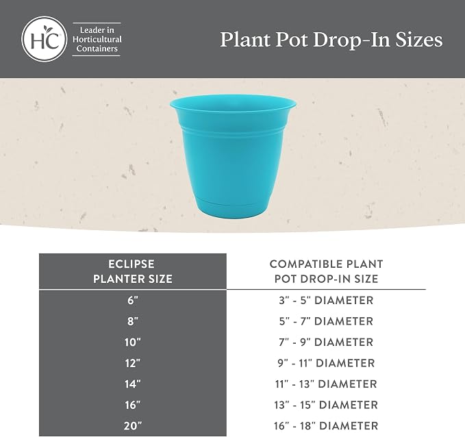 The HC Companies Eclipse Round Planter Pot, 6 Inch, Warm Gray, Attached Saucer - Image 6