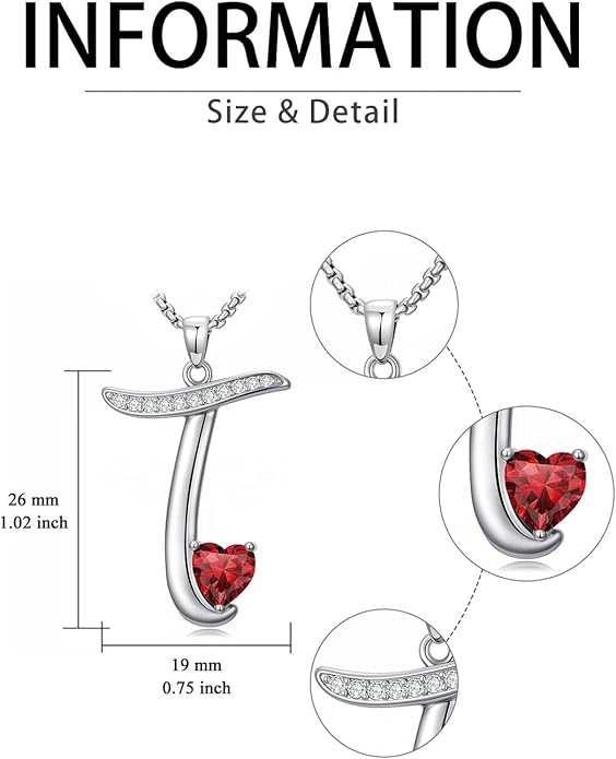 Valentines Day Gifts for Women Alphabet A to Z Initial Birthstone Pendant Necklaces for Women - 18k White Gold Plated Personalized Name Jewelry Valentine Mothers Day Birthday Gifts for Women Her Girlfriend