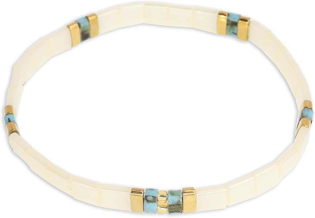 Sonateomber Tila Flat Beaded Stretch Bracelets for Women, Trendy Unique Colorful Square Beads Handmade Stack Bracelet Friendship Accessories Fashion Jewelry Gift