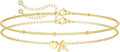 DEARMAY Dainty Initial Heart 14K Gold Plated Bracelets for Women Trendy, Letter Charm Bracelet Jewelry Cute Simple Fashion Chain Gift