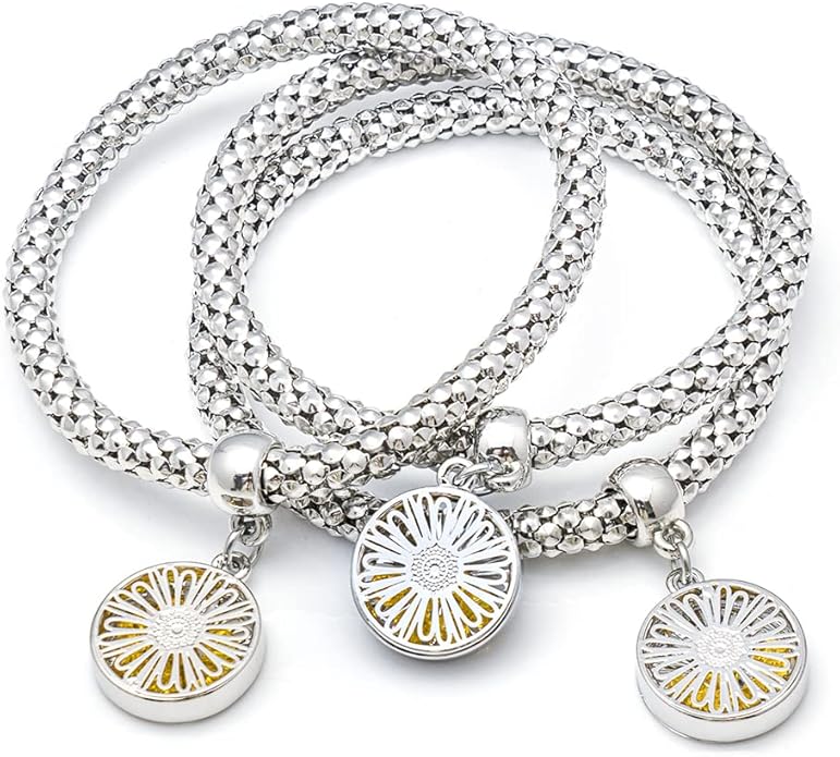 Crystal Charms Multilayer Bracelets - 3PCS Gold/Silver/Rose Gold Corn Chain Bracelet for Women, Tree of Life Heart Shaped Stretch Bracelet