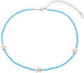 Women's Shell Starfish Boho Layered Beaded Necklace Choker for Summer Beach Vacation Gifts for Birthday/Anniversary/Christmas