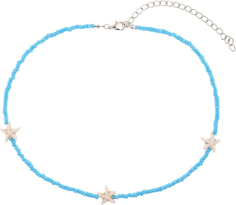 Women's Shell Starfish Boho Layered Beaded Necklace Choker for Summer Beach Vacation Gifts for Birthday/Anniversary/Christmas