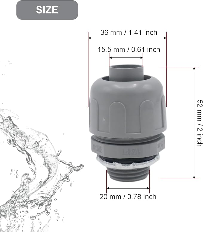 10-Pack 1/2 Inch NPT Liquid Tight PVC Conduit Connector Fittings | straight and - Image 4