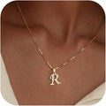 Initial Necklace for Women, 14K Gold Plated Box Chain Letter Pendant, Trendy Name Necklace, Dainty Personalized Jewelry Valentines Day Gift for Her