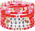 Beaded Bracelet for Women Pink Love Heart Stretch Bracelets Accessories