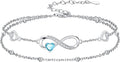 Dorunmo Infinity Heart Anklet Bracelet for Women 925 Sterling Silver Adjustable Infinity Birthstone Bracelet Friendship Jewelry Gifts for Women Birthday Christmas