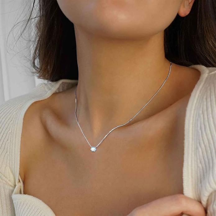 ChicSilver 925 Sterling Silver 12 Months Sparkling Round Cut Created Birthstone Pendant Necklace, 16 Inch Rolo Chain