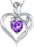 1.2CT Rose Heart Necklace Option of Moissanite or Lab-Grown Sapphire Ruby Emerald&More Necklace for Women Birthstone Girlfriend Necklace S925 Sterling Silver 18K White/Rose Gold Plated D Color VVS1 Gift for Wife Mother Daughter for Birthday Anniversary...
