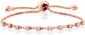 Gem Stone King Round Gemstone Birthstone Tennis Bracelet For Women | 925 Sterling Silver | 2.5MM Round | Fits Up To 9 Inch Wrist | Adjustable Bolo Bracelet For Women | Easy-On Easy-Off