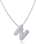SKQIR Diamond Initial Letter Necklace for Women Bubble Gold Plated Puffy Balloon Alphabet Crystal Zircon Pendant Name Necklace Dainty Charms Trendy Jewelry Gift for Women