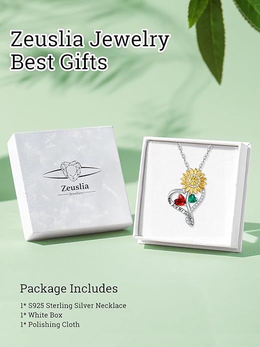 Valentine's Day Gifts for Wife 925 Sterling Silver Double Birthstone Pendant Necklaces I Love You for Always and Forever Necklace Anniversary Birthday Gifts for Wife Girlfriend Mom Her