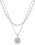 Yoosteel Valentines Gifts for Women Her - Gold Layered Initial Necklaces for Women 14K Gold Plated Dainty Layering Paperclip Link Chain Necklace Coin Initial Necklace Birthday Gifts for Teen Girls