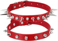 MECCANIXITY Spiked Chokers, Metal Spike Studded Link Leather Collar Chokers Necklace with Spikes Gothic Jewelry Accessories