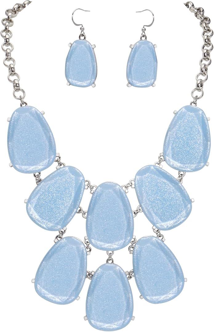 Firstmeet Chunky Bubble Statement Collar Necklace with Earrings for Women
