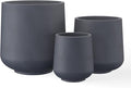 Kante Set of 3 Charcoal Concrete Curved Planters 16.5" 13" 9.4" Dia | Drainage by Unknown