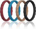 Egnaro Thin Silicone Anniversary Rings:2.5mm Wide - 2mm Thick Woven Design Statement Rubber Wedding bands Women,2-5 Variety Multipack