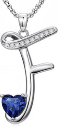 Valentines Day Gifts for Women Alphabet A to Z Initial Birthstone Pendant Necklaces for Women - 18k White Gold Plated Personalized Name Jewelry Valentine Mothers Day Birthday Gifts for Women Her Girlfriend
