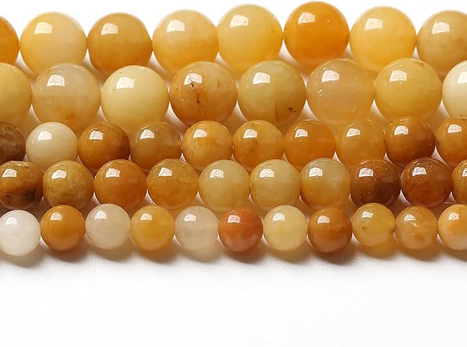 72PCS 10mm 45pcs Natural Yellow Aventurine Jade Beads Round Loose Beads Energy Crystal Healing Power Gemstone for Jewelry Making DIY Bracelet 32" 2 Strands
