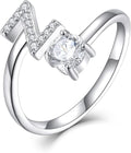 STARCHENIE Adjustable Initial Ring for Women 925 Sterling Silver Letters A-Z 26 Alphabet Rings Size 7