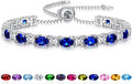 Sterling Silver Birthstone Bracelets for Women White Gold Tennis Bracelets Adjustable Chain 6-9 Inchs Jewelry Hypoallergenic Anniversary Birthday Gifts for Women Mom Wife Her