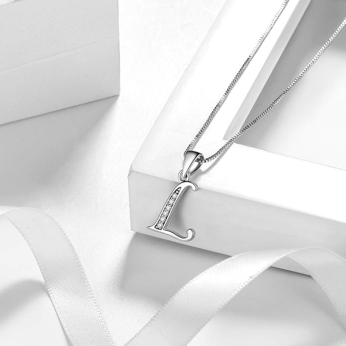Aurora Tears Letter Necklace Initial 925 Sterling Silver Alphabet Pendant Crystal Name Gift Women Cubic Zirconia Jewelry