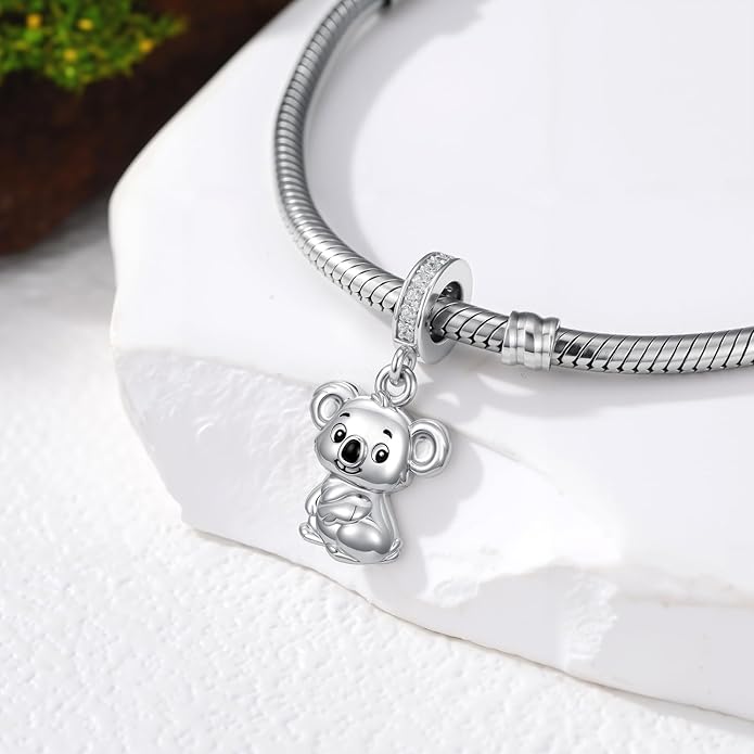 PROESS Sterling Silver/Red Panda/Cow/Highland Cow/Otter/Squirrel/Elephant/Axolotl/Cat/Fox/Bee/Butterfly/Hummingbird/Tiger/Lion/Mokeny/Koala/Dog Charm Animal Charms Bead for Jewelry Making