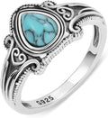 Boho Turquoise Ring for Women Sterling Silver Western Style Statement Ring Bohemian Jewelry Gifts