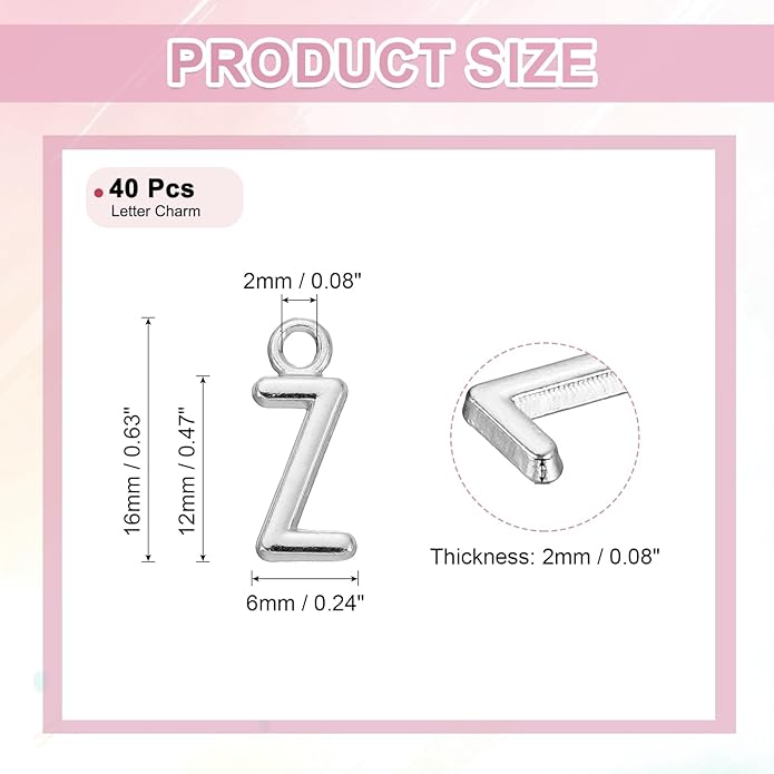 uxcell Letter Charm, Alloy Letter Initial Alphabet Charm for DIY Crafts Jewelry Making Bracelet Earrings Necklace