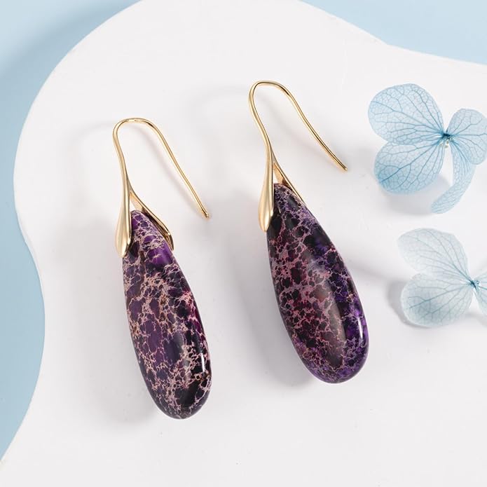 SELOVO Stone Fishhook Dangle Drop Earrings Statement Earrings for Women Stone