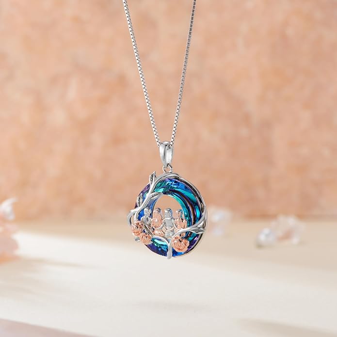 TOUPOP Sisters Gifts from Sister Necklace Sterling Silver Rose Flower with Crystal Jewelry Valentines Day Birthday Gifts for Women Best Friend Friendship