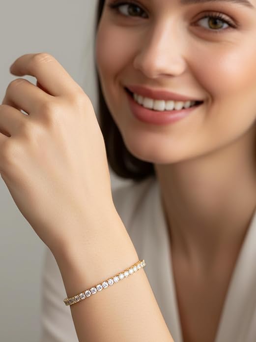 2mm/3mm Moissanite Adjustable Tennis Bracelet for Women, Authentic Solid 925 Sterling Silver, 5.5-7.5inch (14-19cm) with 2cm Extender Chain, Birthday Valentines Wedding Anniversary Ideal Gift for Her