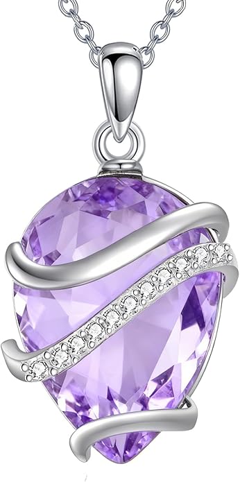 Birthstone Necklace for Women Sterling Silver Teardrop Pendant Necklace Birthday Jewelry Gift for Women