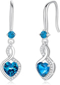 FANCIME Heart Infinity Dangle Drop Earrings 925 Sterling Silver Heart Gemstone Birthstone Earring