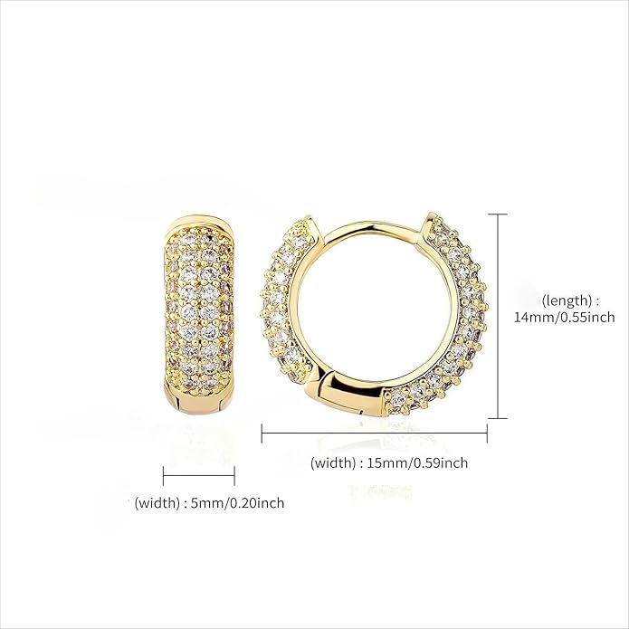 Solid Gold over S925 Sterling Silver 4-Row Moissanite Cuff Earrings, Seamless Huggie Design, Trendy Gift for Fashion-Forward Friends
