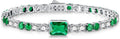 Birthstone Bracelets for Women Birthday Gifts 4CT Radiant Cut Birthstone 4mm Sterling Silver White Gold Tennis Bracelets for Women Round Cut 5A Cubic Zirconia Bezel Setting 7 Inch