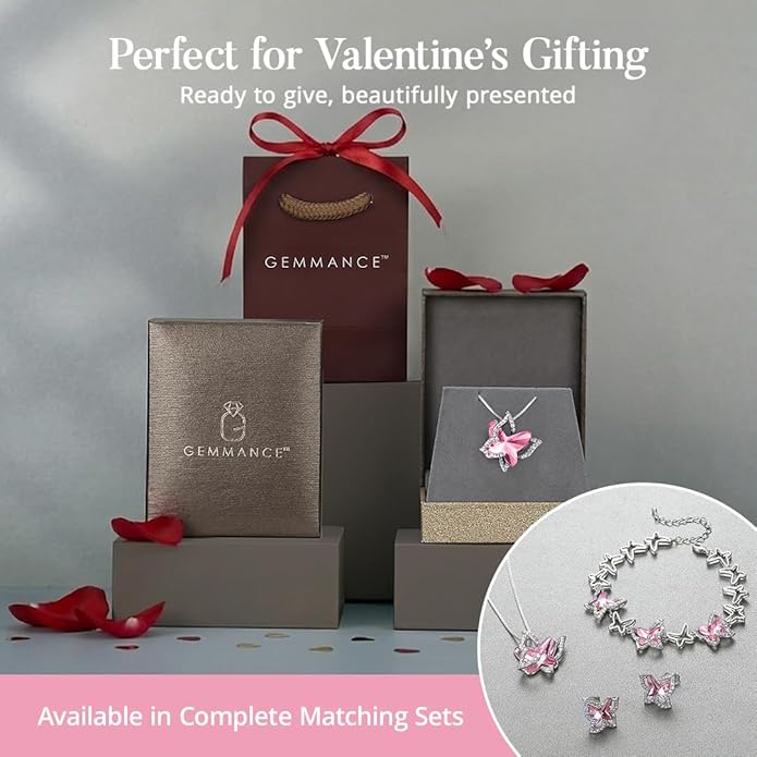 Valentine's Day Gift Butterfly Birthstone Crystal Necklace, Silver Tone with 18”+2” Chain, Necklace for Mother’s Day Anniversary Birthday Gifts for Women and Daughter