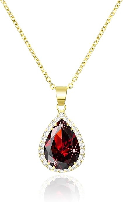 Linawe Crystal Chain Necklace for Women Trendy, Imitation Diamond Pendant, Statement Cubic Zirconia Boho Jewelry Set, 14K Gold/Rose Gold/Silver Birthstone Necklace