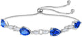 Teardrop Birthstone Bracelet for Women, S925 Sterling Silver Pear Cut Cubic Zirconia Bracelet Dainty Adjustable Chain Jewelry Gift for Her