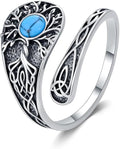 JKR Turquoise Spoon Rings for Women Sterling Silver Vintage Antique Thumb Ring Boho Jewelry Anniversary Birthday Gift for Wife Her Mom