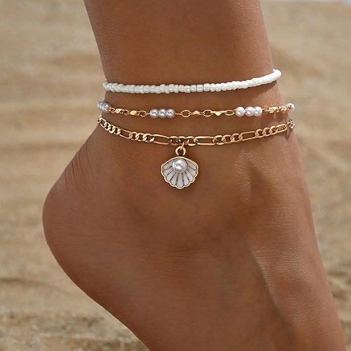 Women's Shell Starfish Boho Layered Beaded Necklace Choker for Summer Beach Vacation Gifts for Birthday/Anniversary/Christmas
