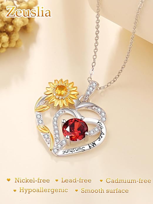 Valentine's Day Gifts for Wife 925 Sterling Silver Double Birthstone Pendant Necklaces I Love You for Always and Forever Necklace Anniversary Birthday Gifts for Wife Girlfriend Mom Her
